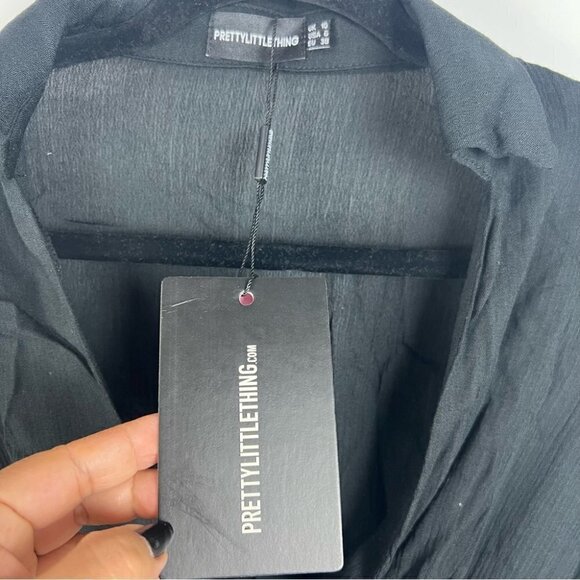 Prettylittlething, Lace Up Detail Bodycon Dress in Black. Size: 6 (US). NWT - Picture 4 of 13